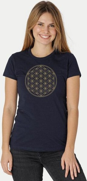 Peaces.bio - handbedruckte Biomode Bio-Damen-T-Shirt Die Blume des Lebens