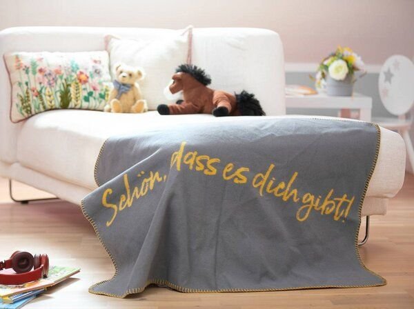 KOLTER Kuscheldecke aus veganer Bio-Baumwolle Schön, dass es dich gibt