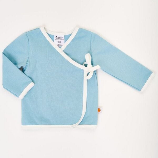 Cheeky Apple Wickeljäckchen aus Bio-Baumwolle "Baby Basic Uni" Hellblau/Hellrosa/Weiß