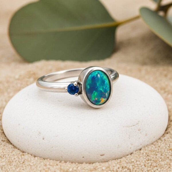 Spirit of Island Opal & Saphir Ring | 925 Silber