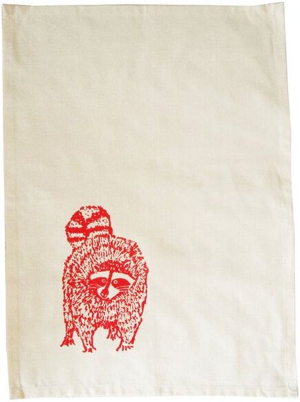 Cherry Bomb Bio Geschirrtuch, Waschbär. Handsiebdruck