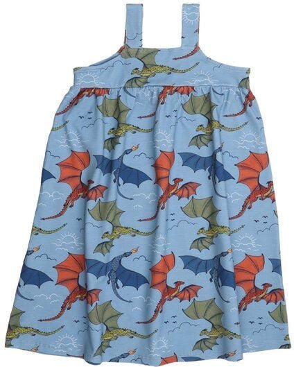 Organic Cotton Dragon Dress - GOTS Certified, Blue, Designed in Germany – Walkiddy
