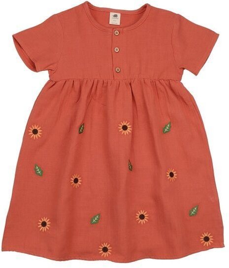 Kinder Kleid GOTS zertifiziert Bio-Baumwolle, Ocker, Walkiddy