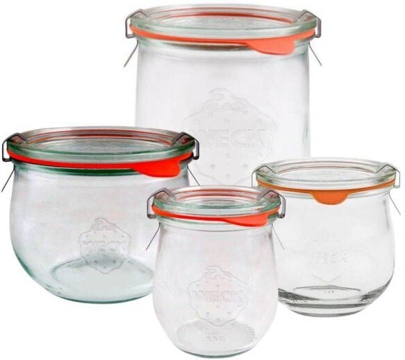 mikken WECK Tulpengläser 6er Set 220 ml - 850 ml - Einmachglas Wecklgas mit 6 Beschriftungsetiketten