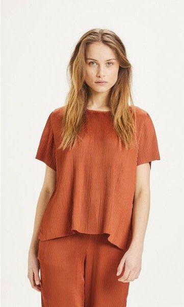 KnowledgeCotton Apparel Plisseeshirt ROSA aus recyceltem Material