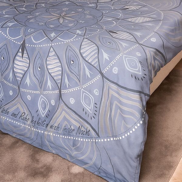 Spirit of OM Bio-Bettwäsche Blue Heaven mit Rosenquarz