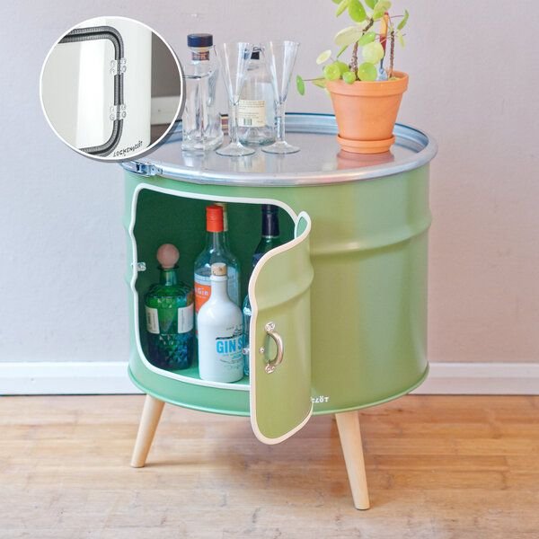 Lockengelöt Bar Kommode aus einem Hamburger Ölfass