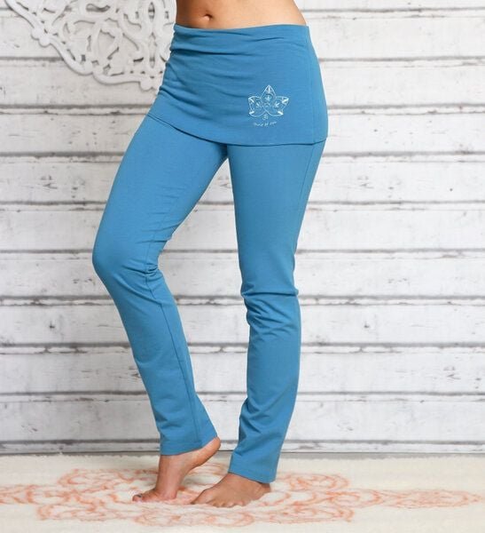 The Spirit of OM Yogahose mit breitem Rockbund aloha-blau