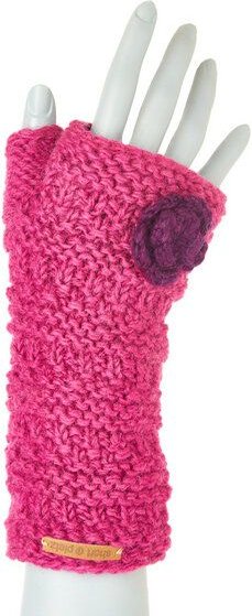 short'n'pietz Schurwollhandstulpen mit Blumenmotiv, handgestrickt