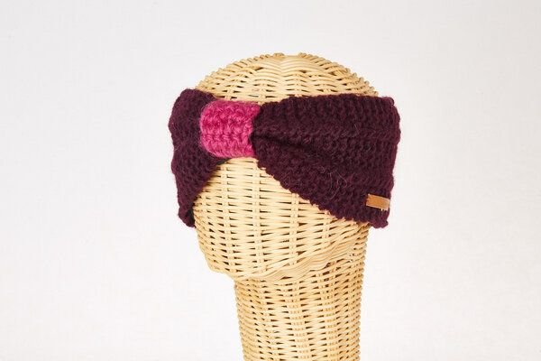 short'n'pietz Schurwollstirnband zweifarbig mit Knoten, handgestrickt