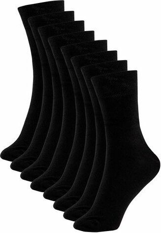 flat design by Mareike Kriesten 8 Paar Business-Socken aus Bio-Baumwolle schwarz, fair hergestellt in Portugal (EU)