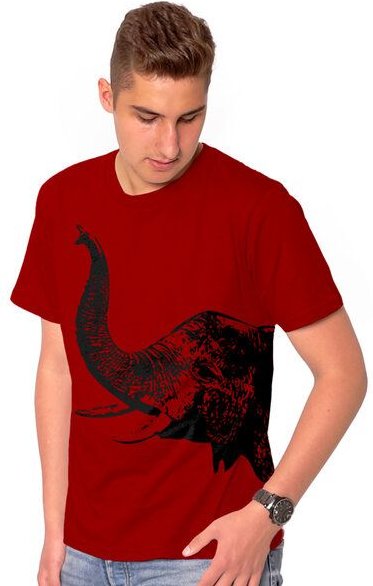 HANDGEDRUCKT "Elefant" Herren T-Shirt