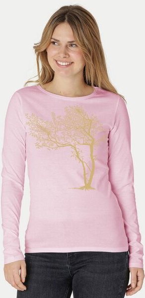 Peaces.bio - handbedruckte Biomode Bio-Damen-Langarmshirt "Fancy Tree"