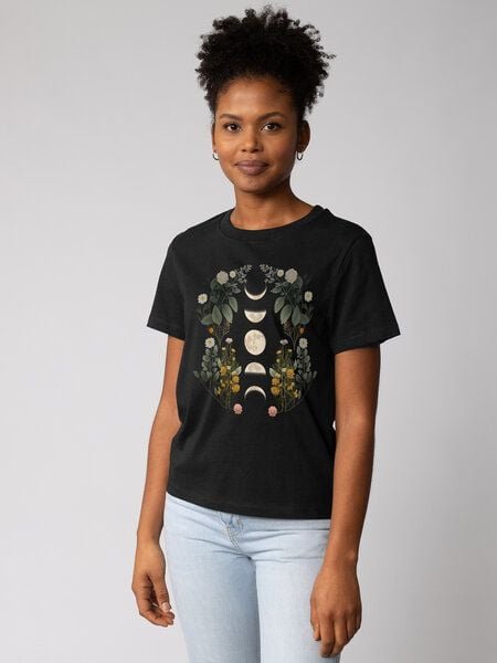 watapparel T-Shirt Frauen Moonphases & Flowers