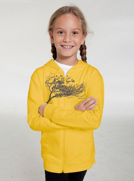 Peaces.bio - handbedruckte Biomode Kinder Zip-Hoodie Windy Tree
