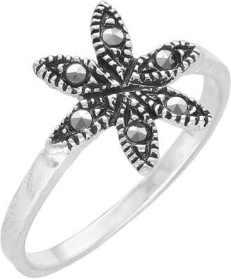 pakilia Silber Ring Blaustern-Blume Fair-Trade und handmade