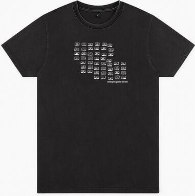 ilovemixtapes Unisex T-Shirt „Mixtapes Against Fascism“ – Bio-Baumwolle, Stone Washed Sage Green, Denim Blue & Black, Fa...