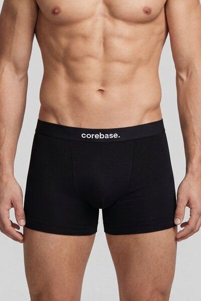 COREBASE Herren Boxershorts Trunks – 3er Pack aus Bio-Baumwolle, Schwarz