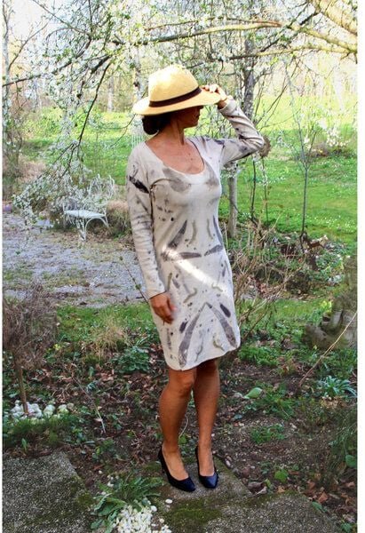 B.e Quality Naturdruck - Jersey - Rundhalsausschnitt Etuikleid, Bio-Pima Baumwolle