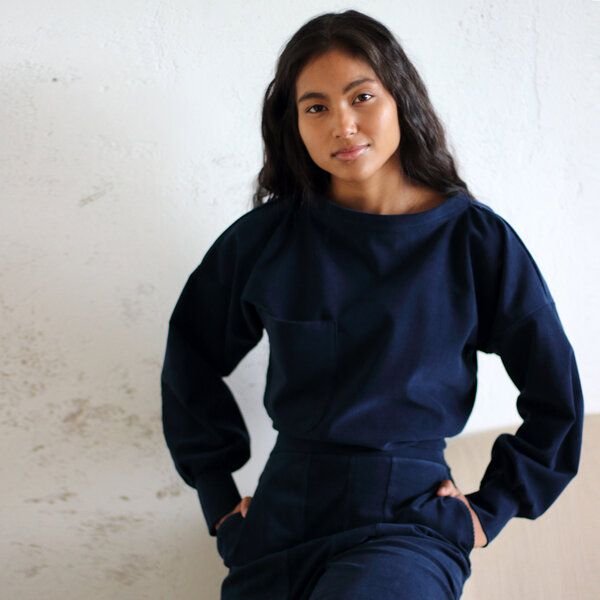 Thumbnail - ManduTrap Pullover aus Cord / Biobaumwolle (kbA) in blau oder grün