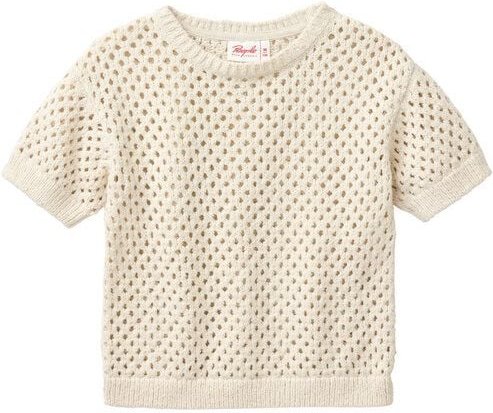 People Wear Organic Strick Kurzarmpullover, beige uni, Bio-Baumwolle