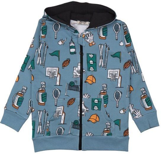 Sweatjacke Kinder aus Baumwolle, türkis, Kapuzenjacke mit Reißverschluss & Taschen für Sport, Schule & Freizeit – Cotoki...