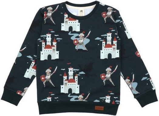 Baby Sweatshirt GOTS zertifiziert Bio-Baumwolle mit Elasthan, Dunkelgrün, Burg-Muster, Walkiddy