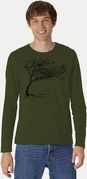 Peaces.bio - handbedruckte Biomode Bio-Herren-Langarmshirt "Windy Tree"