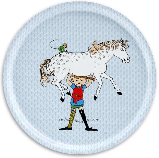 ÅRY HOME Tablett aus Birkenholz - Pippi Langstrumpf – Hellblau