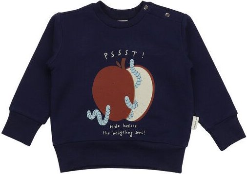 Baby Sweatshirt GOTS-zertifiziert aus Bio-Baumwolle dunkelblau mit Igel-Motiv – Walkiddy