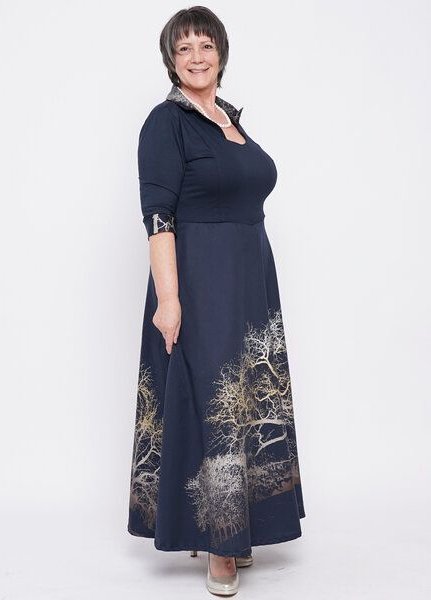 Peaces.bio - handbedruckte Biomode Abendkleid Zauberlandschaft