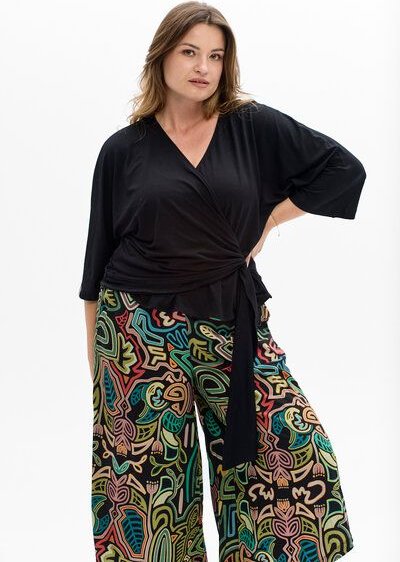 Bluse Lena – Wickeloptik aus Viskose – 3/4 Kimonoärmel – klassisch & bequem – 100% in EU fair produziert – KOKOworld