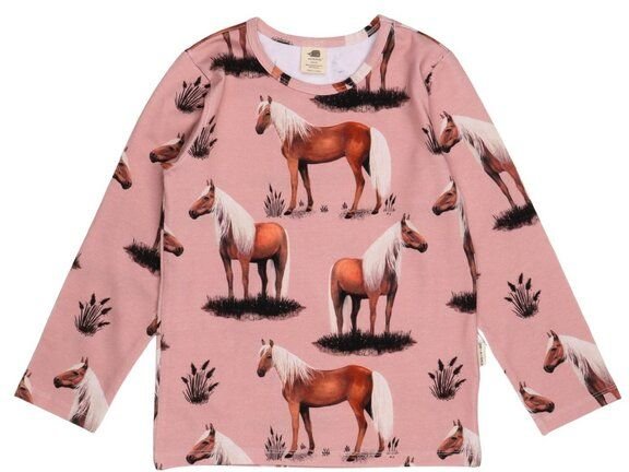 Langarmshirt Kinder Bio-Baumwolle Beauty Horses rosa GOTS zertifiziert weiches Jerseyshirt von Walkiddy für Mädchen haut...