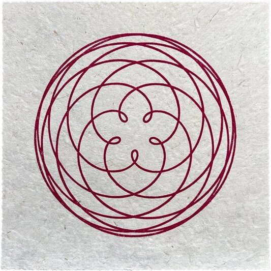 Veskor Cassiopeia ROSE OF VENUS Linoldruck | 22 × 22 cm | Hot-Pink auf erdigem Altweiß