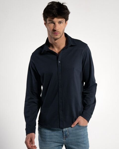 GORG Herren Piqué-Langarmhemd aus Bio-Baumwolle