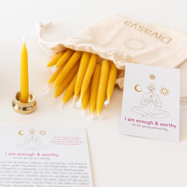 Divasya Geschenkset | 20-Minuten-Kerzen für Meditation & Achtsamkeit | I am enough & worthy