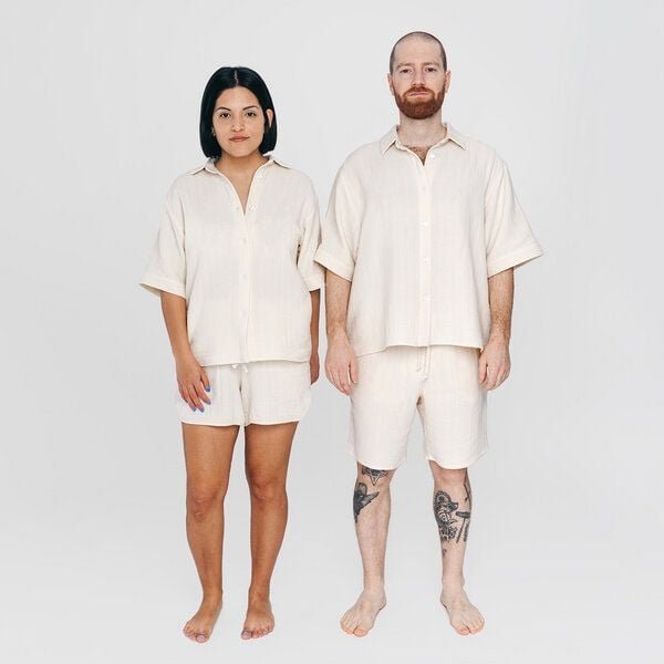 erlich textil Simply Cotton kurzarm Mousseline Nachthemd aus Bio-Baumwolle, made in Europe