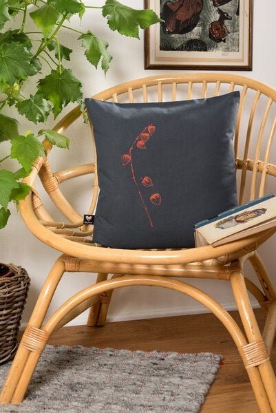 Hirschkind Bio-Kissenbezug 'Physalis' dunkelgrau, 40*40 cm