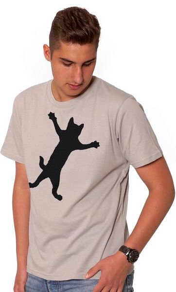 HANDGEDRUCKT "Klammerkatze" Männer T-Shirt