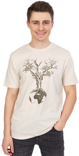 Life-Tree Organic Fairwear Shirt Men Weltenbaum | Red Brown / Natural Raw / India Ink Grey