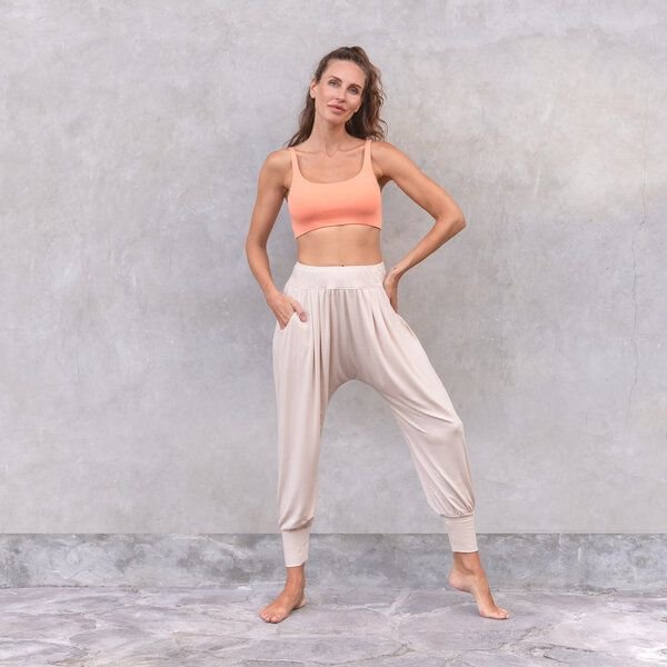 Jaya MEGAN - Hose im Sarouel-Stil, Taschen, tiefer Schnitt, weich fließender Stoff aus Tencel/Biobaumwolle