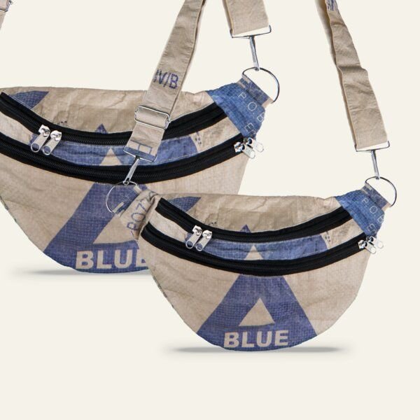 Nyuzi Blackwhite Upcycling Bauchtasche, Crossbodytasche | fairtrade aus alten zementsäcken in verschiedenen Farben und G...