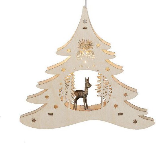 Weigla® Holzkunst Weigla Fensterbilder Tannenbaum mit verschiedenen Motiven