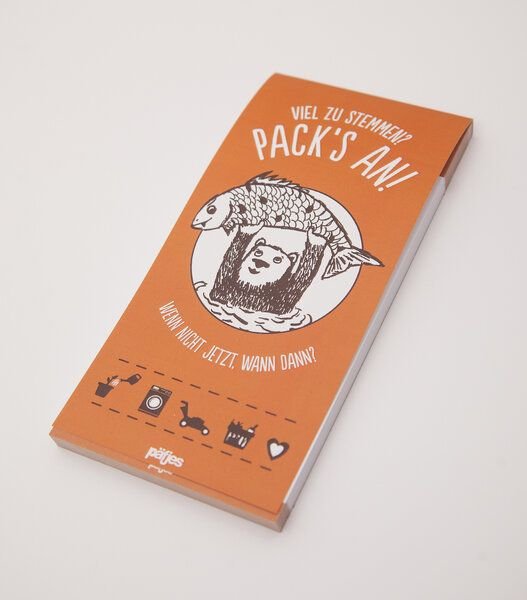 päfjes Viel zu Stemmen? Pack’s an! - Notizblock mit Bär&Fisch - 100 Seiten
