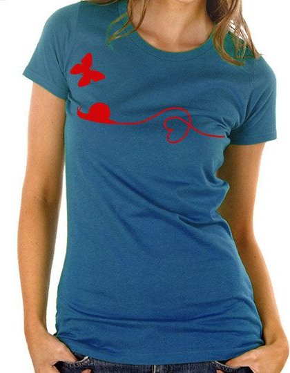 Picopoc Schnecke Schmetterling T-Shirt in Blau / Figurbetont