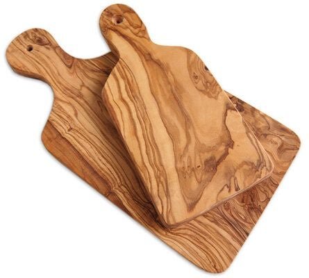 Olivenholz erleben Kräuter- und Schneidebrett (30 cm) als 2er Set aus Olivenholz