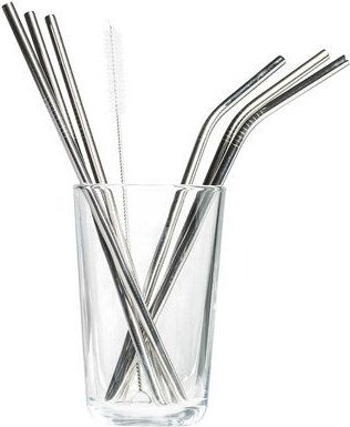 TRANQUILLO Strohhalm 6er Set aus Glas oder Metall