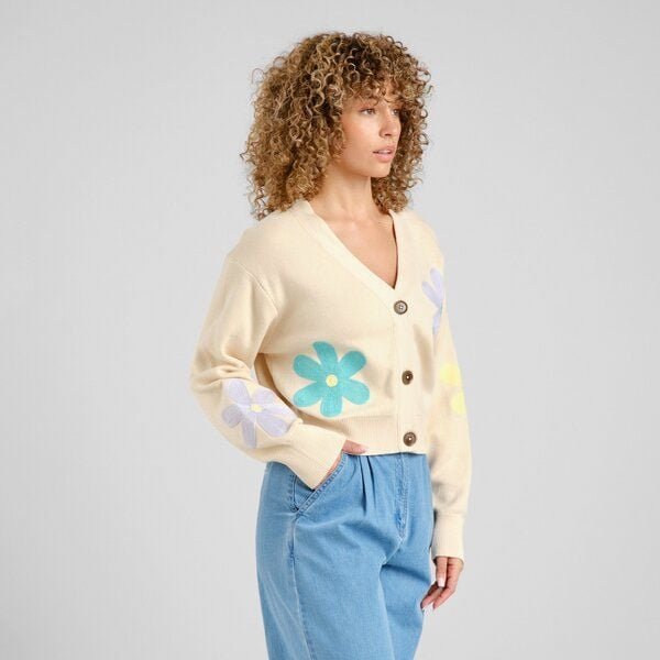DEDICATED Cardigan Kanan Application Flower - Vanilla