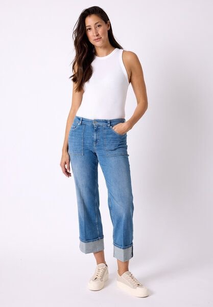 FUTURE:PEOPLE. 06:16 WIDE LEG TURN UP- Damen Jeans aus organischem Stretch-Denim (30616 0 1013)