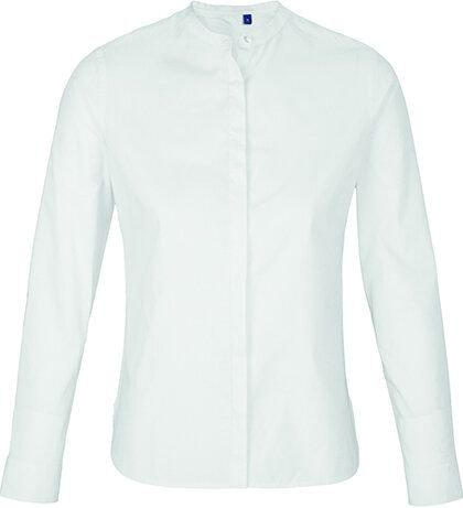 NEOBLU Damen Bluse Langarm Business verdeckte Knopfleiste Mandarinkragen